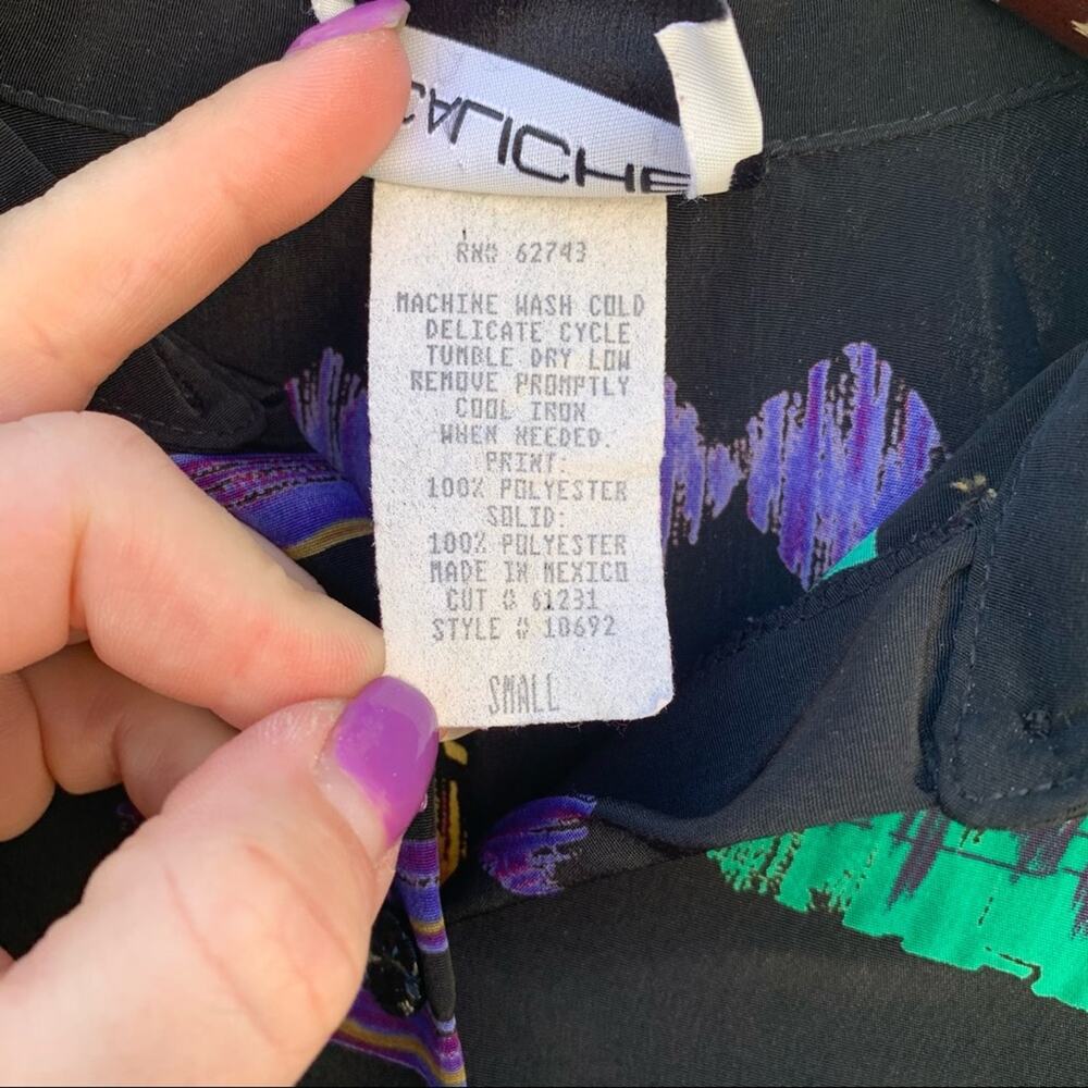 Vintage Caliche Collection abstract geometric button down blouse - Picture 6 of 6